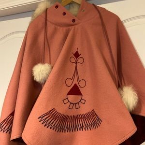 Custom Made Vintage Poncho w/fur hood.